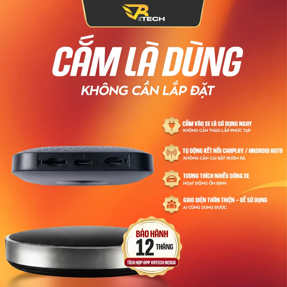 VRTECH Edition | Carlinkit TBOX AMBIENT V2 2026 | Android Box Ô Tô | Chip Qualcomm 6225 | Apple CarPlay & Android Auto | Bảo hành 12 tháng - thumbnail 5